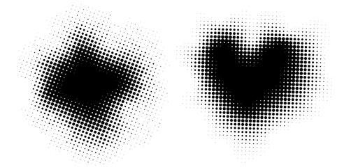 Abstract halftone shape. Dotted circles geometric gradient and pop art texture. Dots gradient elements. Element heart