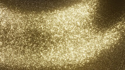 Abstract background with 3D animated magic gold waves. Shine glossy glitter golden luxury particles. Calming relaxing Texture wallpaper footage 4k