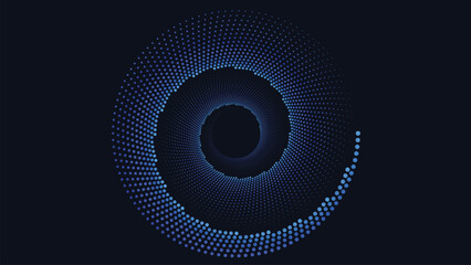 Abstract spiral round vortex style background in dark blue color.