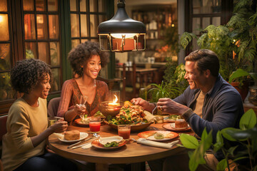 Happy family dinner celebration