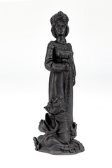 Purchased (consumer) figurine "Mistress of the copper mountain" made of cast iron close-up on a white background