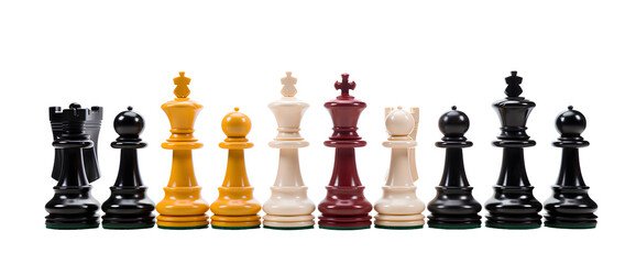 Set of chess pieces on transparent background PNG - obrazy, fototapety, plakaty