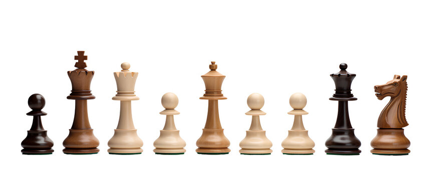 Set of chess pieces on transparent background PNG