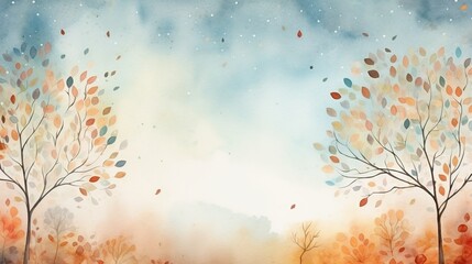 Obraz na płótnie Canvas Vibrant Watercolor Autumn Background. Generative Ai