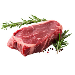 raw beef steak on a transparent background PNG for decorating projects.
