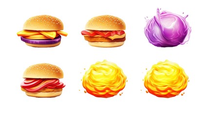 food icons isolated on transparent background