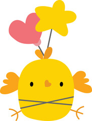 Chick with balloon illustration