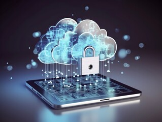 Fototapeta premium Cloud storage, cloud computing, data security concept.