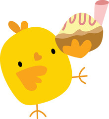 Chick with ice cream illustration