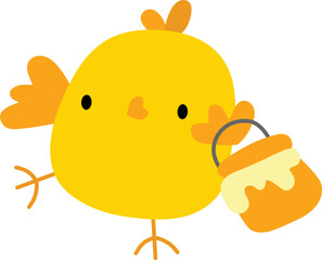 Chick hold honey illustration