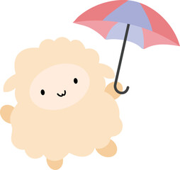Lamb hold umbrella illustration