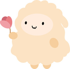 Lamb hold flower illustration