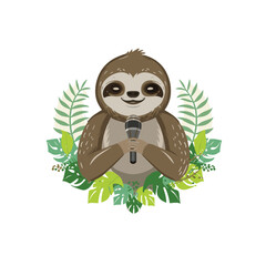 Sloth funny activities vector illustration