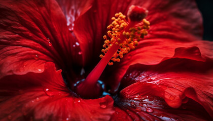 Vibrant hibiscus blossom, a symbol of beauty in nature generated by AI