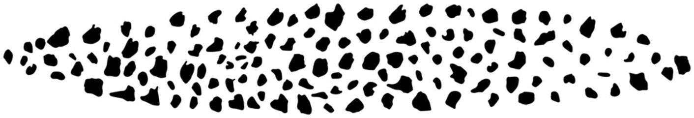 A set of shapeless, round and oval spots. Spotted vector brush isolated on transparent background. Grunge design element. Leopard pattern