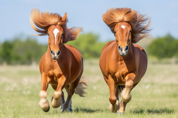 Obraz premium The captivating allure of Icelandic wild horses, with their untamed beauty, galloping freely through the vast lava fields or grazing in lush valleys, presents a magnificent and untamed encounter. Spot