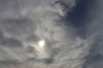 Fototapeta premium The sun is hidden behind thick clouds.