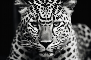 A striking black and white image of a powerful cheetah captured in mid-run. The contrast and composition create a sense of drama and elegance, enhancing the aesthetic appeal of the wildlife photograp