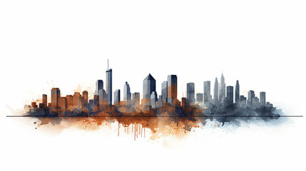 Fototapeta premium City Skyline Isolated: Urban Panorama