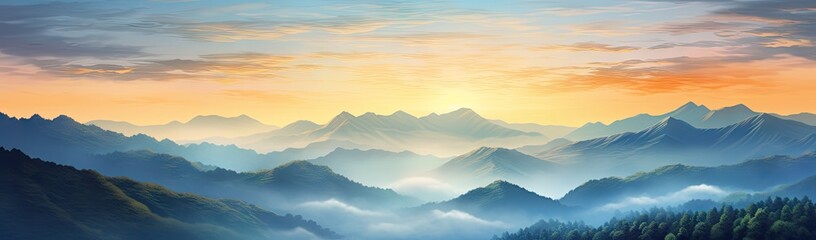 Fototapeta premium sunrise over high mountains landscape Generative AI