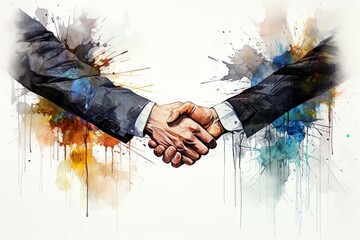 High quality illustration of two hands shaking hands - obrazy, fototapety, plakaty