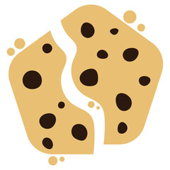 Cracked chocolate chip cookies cartoon. Vector illustration.