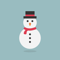Snowman - simple winter symbol. Holiday vector illustration.