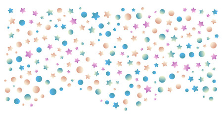 Stars and circles corner particles. Vector illustration.	