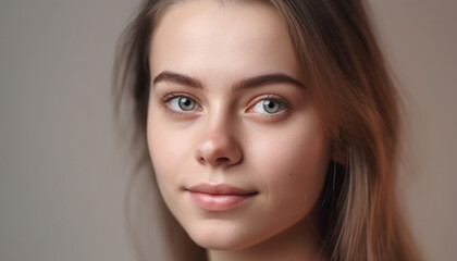 Naklejka premium One beautiful woman, confident and smiling, exuding elegance and sensuality generated by AI