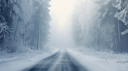 Empty winter road
