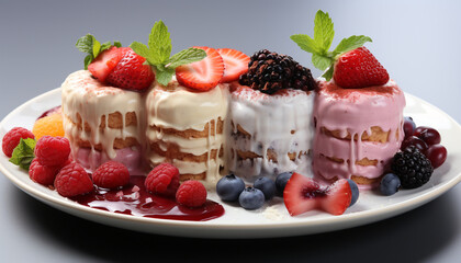 Homemade berry parfait, a sweet and refreshing summer indulgence generated by AI