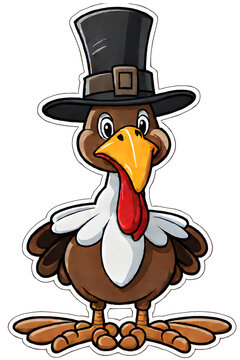 sticker thanksgiving with hat