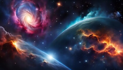Obraz premium Nebula and galaxies in space. Abstract cosmos background, Milky Way, Colorful space galaxy cloud nebula. Stary night cosmos. Universe science astronomy. Supernova background, galaxy background.