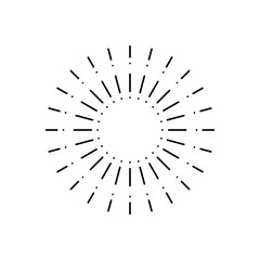 Round sunburst, line radial frame icon