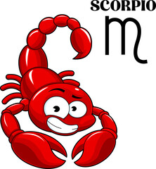 Scorpio Cartoon Character Horoscope Zodiac Sign. Vector Hand Drawn Illustration Isolated On Transparent Background