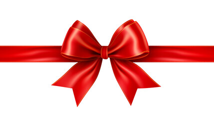 Fototapeta premium Red gift ribbon and bow isolated on transparent background. PNG file. Generative AI.