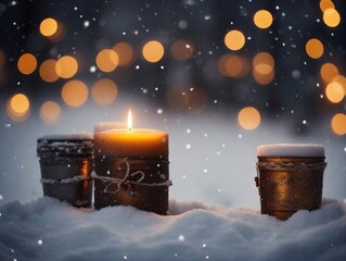 photorealistic Christmas candle illustration. Christmas decorations - obrazy, fototapety, plakaty