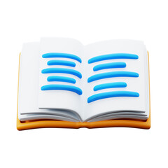 opened book with text for reading 3d icon illustration render design