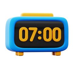 digital alarm with 7 clock on screen 3d icon illustration render design