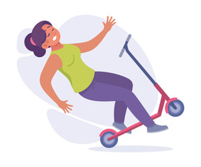 Obraz premium Falling Young Woman Character Slip on the Ground Vector Illustration