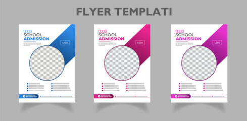 Modern and clean School/College/University Admission flyer set | Kids back to school education admission flyer poster template | Gradients | - obrazy, fototapety, plakaty