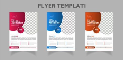 Modern and abstract School/College/University Admission flyer set | Kids back to school education admission flyer poster template | Abstract shapes admission flyer | Gradients |