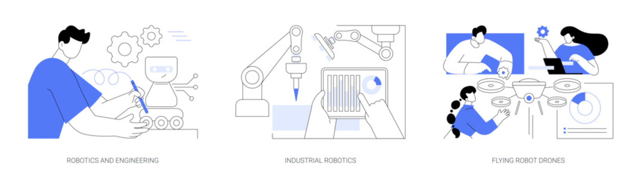 Robotics research isolated cartoon vector illustrations se