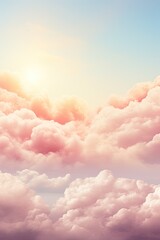 Heavenly sky and clouds with light rays. Background illustration. Generative Ai