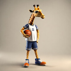 basketball player giraffe, Generative AI