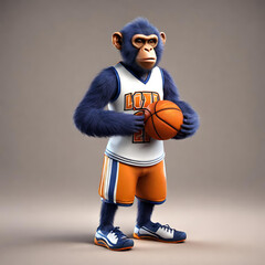 basketball player monkey, Generative AI
