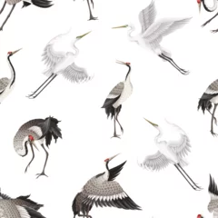 Foto op Plexiglas Seamless pattern with dancing crenies and herons. Vector. © Yumeee