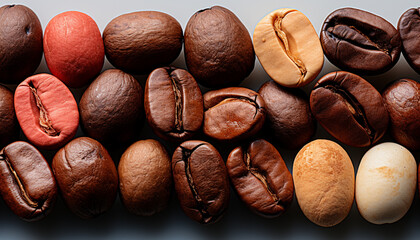Freshness and aroma in a dark, scented coffee bean heap generated by AI
