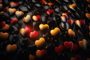 A collection of hearts arranged neatly on a table. Perfect for expressing love and affection in various projects.