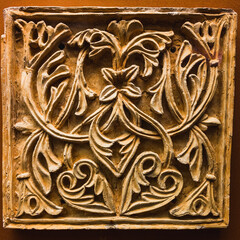 Antique Floral Stone Carving Detail